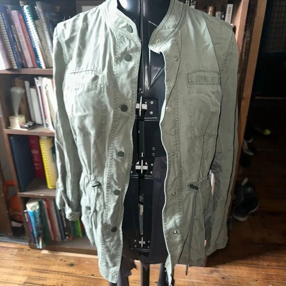 Loft S military green cargo normcore drawstring waist jacket